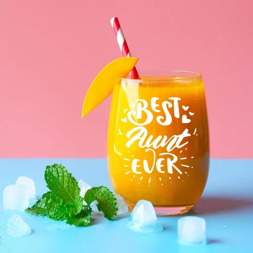 Vista 5 de Regalos para tía de sobrina sobrino – Best Aunt Ever Christmas, cumpleaños, Día de la Madre regalos para tía, tía nueva, copa de vino de 15 onzas