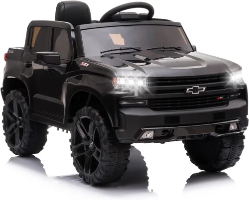 Vista 7 de Coche de batería de 12V para andar, camioneta para niños con licencia de Chevrolet Silverado GMC, vehículos eléctricos para niños pequeños con Rosa
