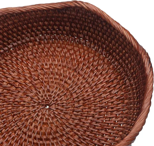 Vista 7 de YANGQIHOME Cestas redondas de ratán para frutas, tazones de almacenamiento de mimbre, cestas de servir tejidas naturales, cestas decorativas