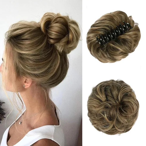 Vista 7 de SOFEIYAN Pinza de Gancho Extension de Cabello con Forma de Moño Desordenado, Cabello Ondulado y Rizado, Pinza de Gancho, Chignon, Cola de Caballo