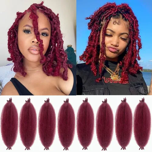 Vista 9 de Extensiones de cabello trenzado con resorte Marley Twist de 8 pulgadas, paquete de 8 para niños, cabello rizado y trenzado kinky, locs suaves