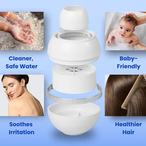Vista 4 de Filtro de baño para grifo de bañera: dura hasta 12 meses, elimina el cloro y el fluoruro, suaviza el agua para una piel, cabello y uñas más