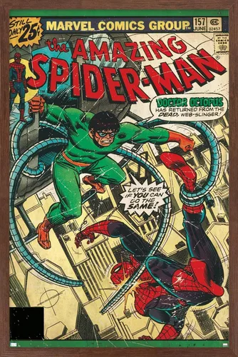 Vista 7 de Marvel Comics Spider-Man - Póster de pared Amazing Spider-Man #157, 22.4 pulgadas de largo x 14.7 pulgadas de ancho, versión enmarcada de madera