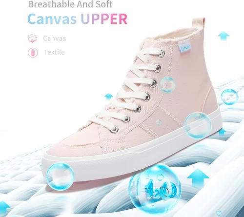 Vista 23 de Obtaom Zapatos de lona de alta calidad para mujer/hombre para jugar a media pantorrilla, zapatillas de deporte de moda casuales con cordones de alta