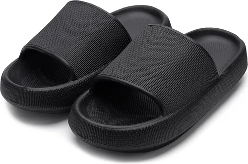 Vista 6 de WHITIN Pantuflas acolchadas para mujer antideslizantes Sandalias de baño acolchadas con suela gruesa Sandalias de baño de secado rápido