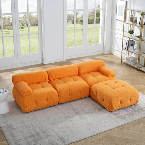 Vista 4 de Sofá modular modular de 93 pulgadas, sofá sherpa minimalista en forma de L, sofá convertible, muebles de sala para sala de estar, apartamento