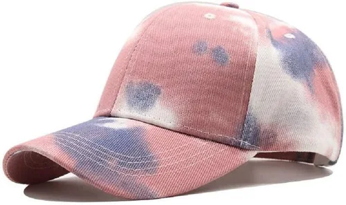 Vista 4 de BEARUN Gorra de béisbol de algodón con teñido anudado de perfil bajo, gorra de béisbol de hiphop, sombrero de papá Negro Blanco