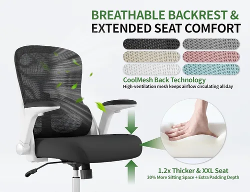 Vista 3 de [Usado] Silla de oficina ergonómica, sillas de escritorio para computadora cómodas, silla de juegos de respaldo alto de malla con soporte lumbar