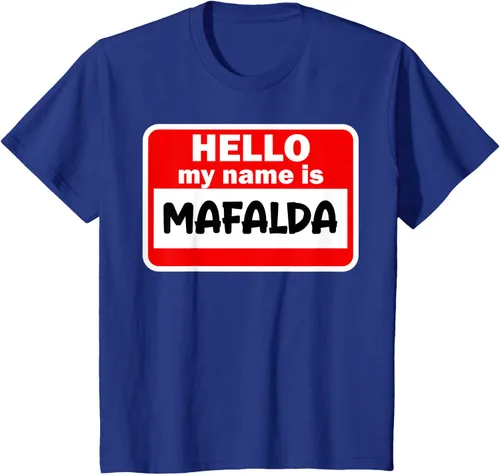 Vista 9 de Mafalda Hello Hi My Name Is Camiseta con nombre en camiseta personalizada, Negro