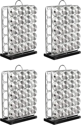 Vista 8 de Amazon Basics Estante organizador de especias de 20 frascos, color plateado