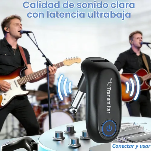 Vista 4 de Sistema de guitarra inalámbrico, transmisor de audio y receptor de carga