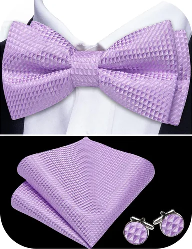 Vista 40 de Barry.Wang Pajarita de Rayas Paisley para Hombre de Seda Preatada Pañuelo de Bolsillo Gemelos Juego Formal Boda Fiesta Graduación