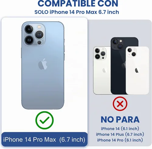 Vista 7 de Funda para iPhone 14 Pro Max de 6.7 pulgadas con 2 protectores de pantalla y soporte de funda de clip para cinturón, resistente protección de cuerpo