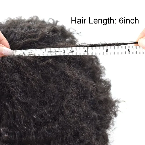 Vista 4 de Unidades de cabello para hombres negros, piel fina de poliéster completo afro tupé para hombres negros, sistemas de cabello brasileño rizado, pieza