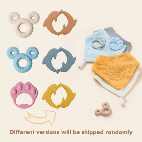 Vista 2 de Baberos de dentición para bebé, paquete de 6 con mordedor acoplable, 100% algodón orgánico, baberos súper absorbentes y suaves 6-Pack Muslin Baby