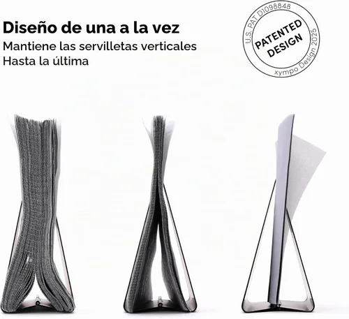 Vista 3 de xympo Servilletero autoajustable – Dispensador compacto de metal negro para servilletas de papel estándar, ideal para encimeras de cocina