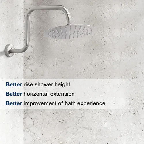 Vista 5 de NearMoon Brazo de extensión de ducha en forma de S con brida, tubo extensor de cabezal de ducha de altura alta de acero inoxidable, extensión
