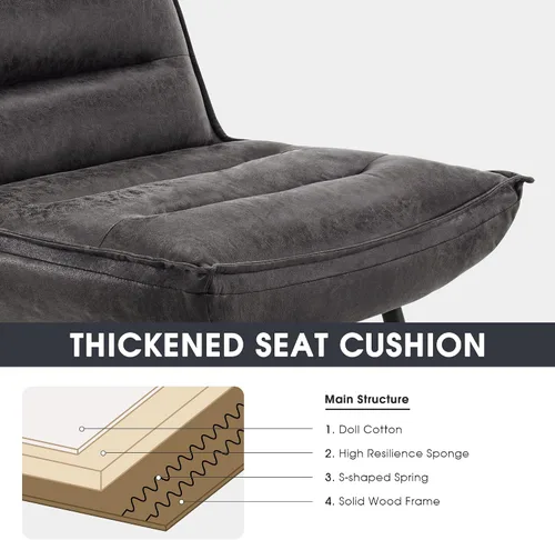 Vista 5 de MCombo Wingback - Silla decorativa con otomana, moderna tela bronceadora tapizada para espacios pequeños, sala de estar 4400 (gris oscuro)