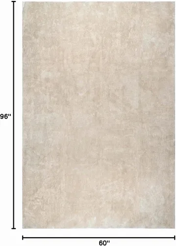 Vista 2 de nuLOOM Loni Cream Solid Washable Area Rug, 5' x 8' Crema