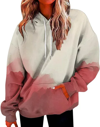 Vista 19 de Ceboyel Sudaderas de gran tamaño para mujer, teñido anudado, manga larga, sudaderas con capucha, ajuste holgado, ropa de moda para adolescentes
