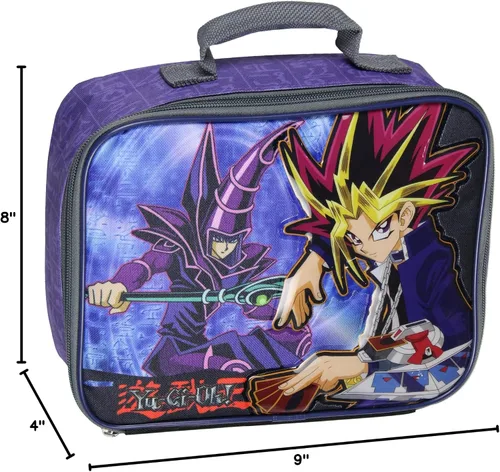 Vista 5 de Bioworld Yu-Gi-Oh - Lonchera con aislamiento de mago oscuro, bolsa de almuerzo con soporte para tarjetas intercambiables, 10 pulgadas