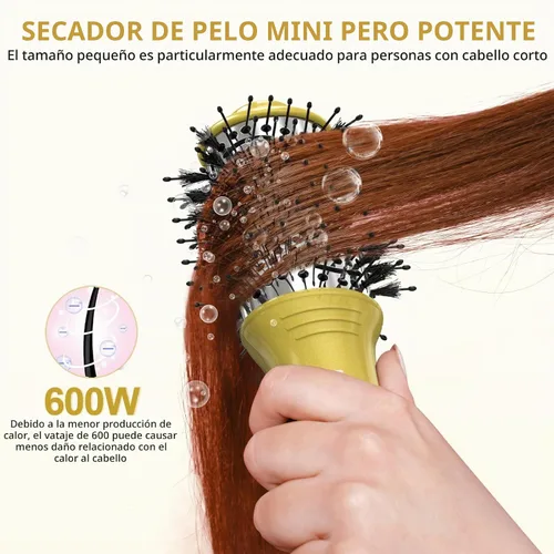 Vista 3 de DAN Technology Cepillo secador de doble voltaje,Cepillo secador de pelo de 2 pulgadas,Cepillo de aire caliente de barril ovalado 2 en 1,Cepillo