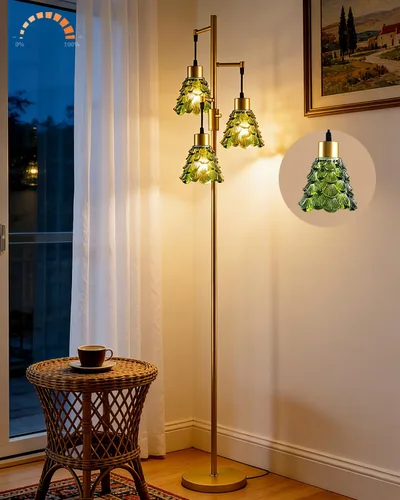 Vista 8 de Lámpara de pie de flores para sala de estar, moderna lámpara de pie de árbol con cabezas ajustables, 3 luces 3000 K suave blanco cálido lámpara