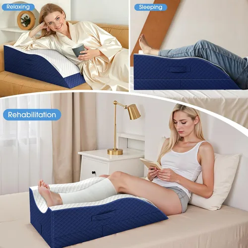 Vista 4 de Almohadas de elevación TranquilRelax para piernas después de cirugía, almohada de cuña de espuma viscoelástica ajustable para lesiones o descanso