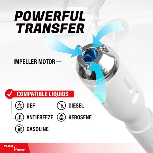 Vista 4 de TERA PUMP TRCDA de 2ª Generación - Bomba de Transferencia de Combustible Portátil con Parada Automática (2.5 Gal/Min) Tubo de Succión Ajustable