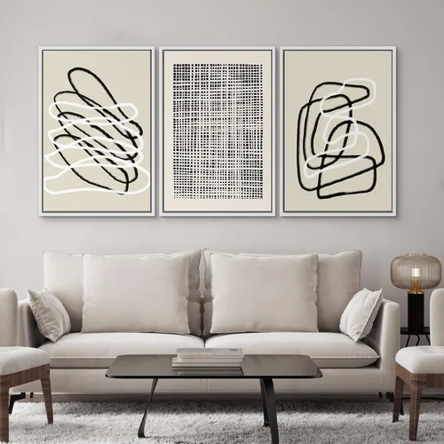 Vista 332 de SIGNWIN Lienzo enmarcado para pared, juego de arte neutro de bosque brumoso, ilustraciones en tono tierra, arte moderno, decorativo, bohemio