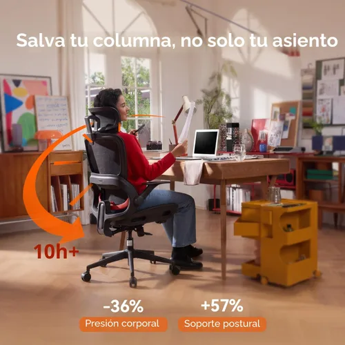 Vista 2 de SIHOO Silla de oficina B100, cómoda silla de oficina ergonómica, silla de computadora con soporte lumbar adaptable y reposacabezas ancho Negro