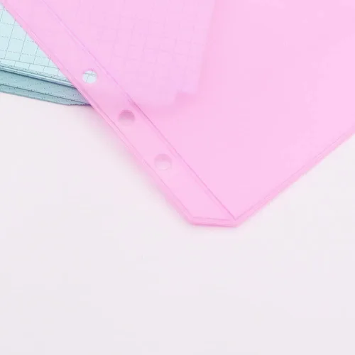 Vista 4 de Bolsillos para carpeta A5, color rosa, 12 unidades, con cremallera, bolsas de hojas sueltas, 6 agujeros, organizador de cremallera de PVC, carpeta