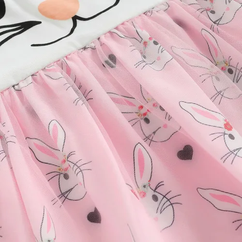 Vista 6 de Traje de Pascua para bebé niña, lindo vestido de conejo, vestido de lentejuelas sin espalda, vestidos de juego con tul para recién nacido, ropa