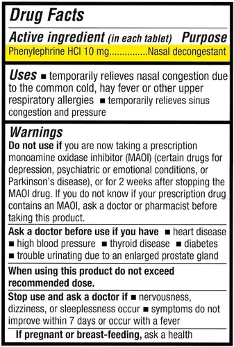 Vista 2 de P Puregen Labs Descongestionante nasal PE 100 tabletas Fenilefrina HCl 10 mg en tabletas Concentración máxima Alivio sin somnolencia