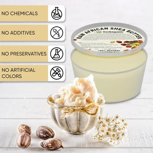 Vista 4 de HERBOGANIC Manteca de karité africana pura cruda orgánica, marfil blanco 100% natural sin refinar Para cuerpo y cabello cuero cabelludo sin OMG