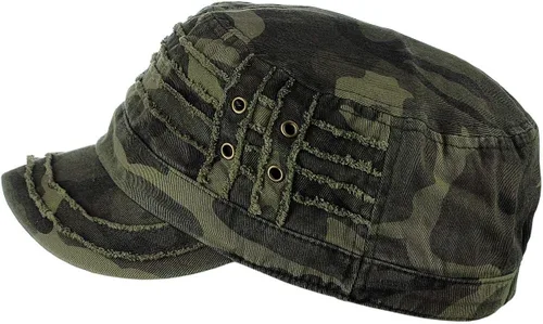 Vista 3 de D&Y Gorra militar unisex de algodón desgastado en capas deshilachado cadete