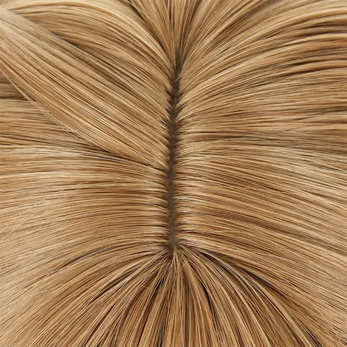 Vista 5 de Lisa - Peluca ondulada para cosplay, color marrón dorado, para mujer, con dos trenzas para niñas, juego Genshin Impact Party Cos, festival, Navidad