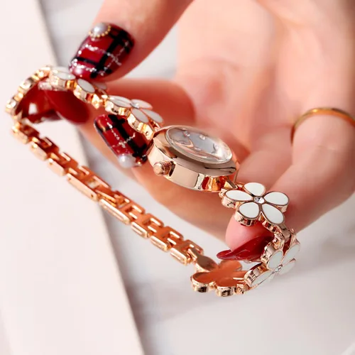 Vista 3 de ADSBIAOYE Reloj de pulsera para mujer, artículo de moda, impermeable, reloj en forma de flor de cuarzo