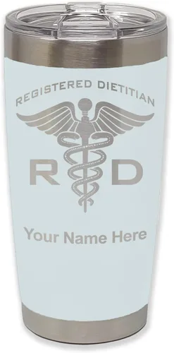 Vista 9 de LaserGram Vaso aislado al vacío de 20 onzas, dietista registrado RD, grabado personalizado incluido (negro)