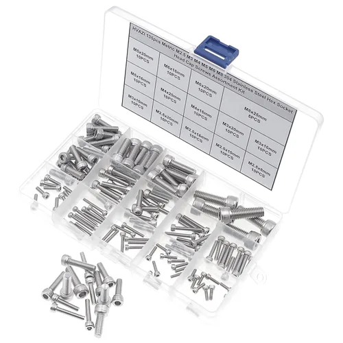 Vista 2 de Kit surtido de tornillos de cabeza hexagonal de acero inoxidable M2.5 M3 M4 M5 M6 M8 304 M2.5 M3 M4 M5 M6 M8 Allen Machine Bolts Set