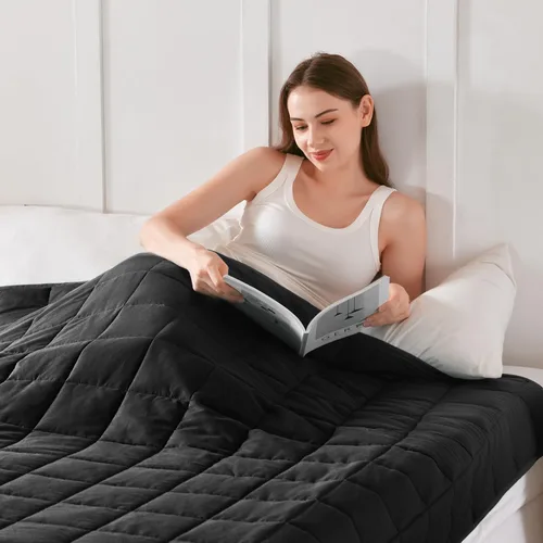 Vista 7 de Topblan Manta con peso refrescante para adultos, 12 libras, 48 x 72 Negro