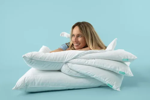 Vista 3 de EverSnug Juego de 2 almohadas de lujo de capa ajustable para dormir de lado, delanteros y traseros, almohadas refrescantes de hotel con 3 capas