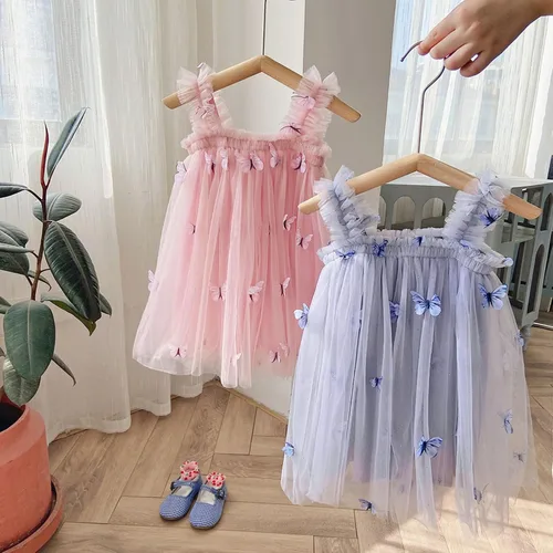 Vista 7 de Miipat Vestido de tul sin mangas para niñas pequeñas, vestido de tutú de mariposa floral para niñas pequeñas, vestidos de princesa para fiesta