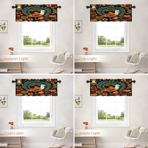 Vista 437 de Shrahala Orange Autumn Autumn Blackout Curtain Tiers, Fall Kitchen Valance Light Blocking Tier Drapes with Rod Pocket, 2 Pack 26 X 24 in