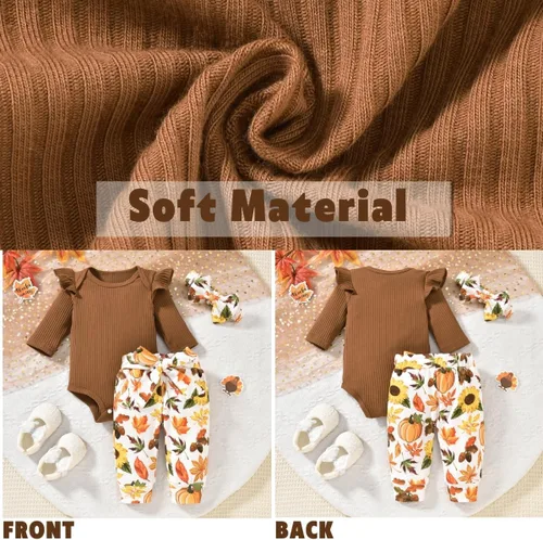 Vista 47 de Aalizzwell Conjunto de mameluco acanalado para bebé recién nacido prematuro para otoño e invierno
