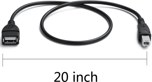 Vista 3 de YOUOWO Paquete de 2 cables USB 2.0 A hembra a USB B macho para cable de conexión extensor de impresora, adaptador USB_A/F-USB_B/M