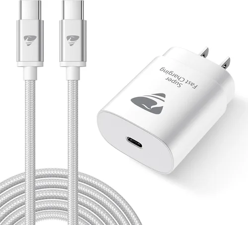 Vista 2 de Cargador para iPhone 15 Pro, cargador USB tipo C de 25 W, bloque de carga rápida con cable de carga USB C de 6 pies para Apple iPhone 15/15 Plus/15