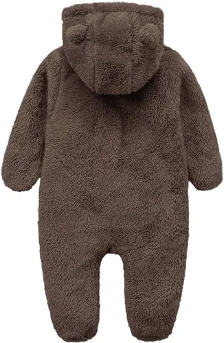 Vista 22 de CAHL&FAUO Traje de nieve para recién nacido, con diseño de oso de dibujos animados, mameluco de forro polar con capucha