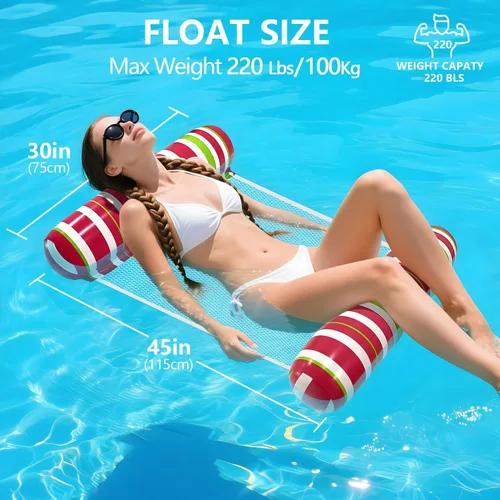 Vista 5 de Adult Pool Floats, Inflatable Water Hammock, Beach Vacation Essentials for Pool, Lake, or Summer Parties