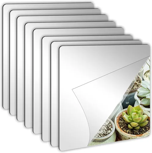 Vista 13 de JUNEBRUSHS Paquete de 4 Espejos Acrílicos Autoadhesivos, Azulejos de Espejo de 12X 12 Pulgadas, Láminas de Espejos de Plástico Flexibles Adhesivas a